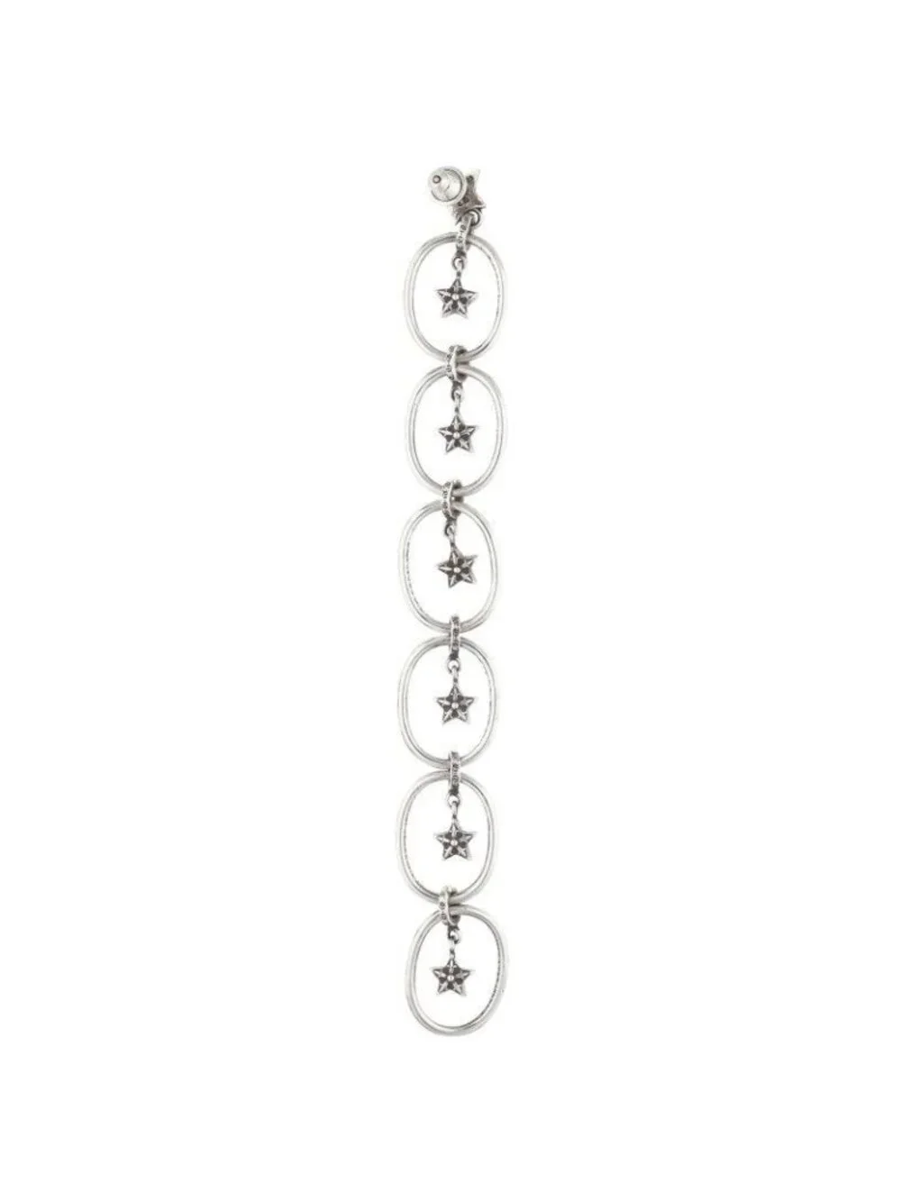 Chrome Hearts Paper Oval Star Drop Silver Earrings